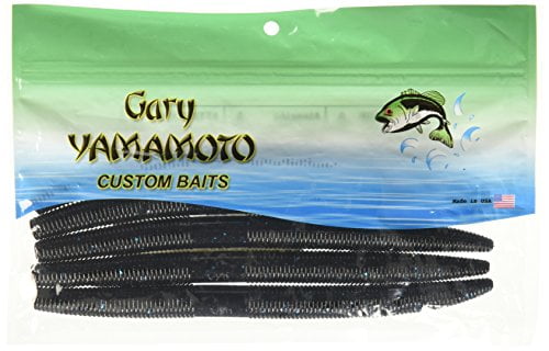 GARY YAMAMOTO 5" KUT TAIL WORM 10 PER PACK BLUE PEARL WITH BLACK HOLOGRAM 