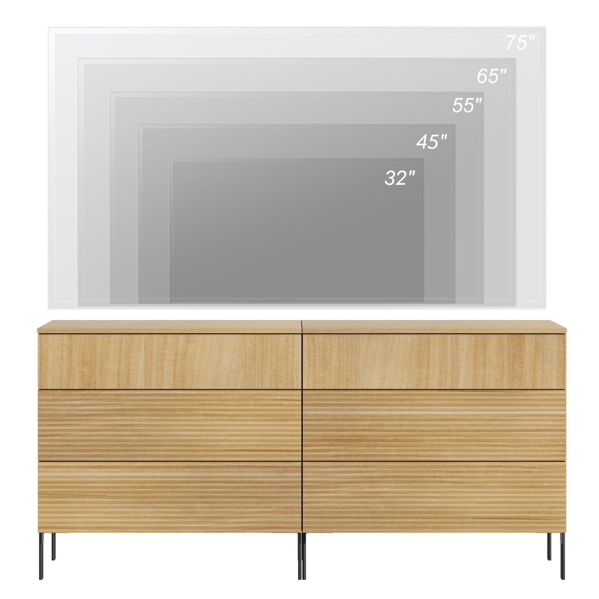 3 Drawer Reeded Dresser for Bedroom Set of 2, Minimalist Modern Chest of Drawers, Wood Storage 6 Drawer Dresser Organizer for Bedroom Living Room Hallway Closet