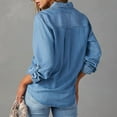 thumbnail image 5 of Stichou Women Button Down Denim Shirts Casual Long Sleeve V Neck Fall Fashion Blouse Top Blue L, 5 of 5