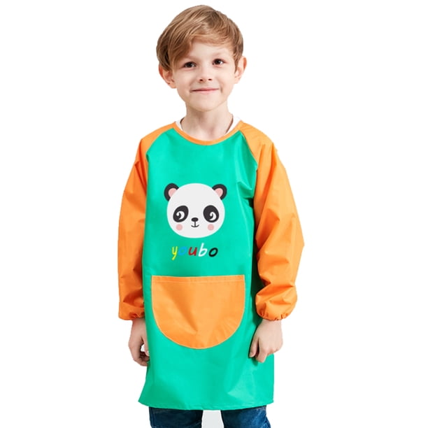 Set De 2 Delantales Infantiles Impermeables Para Pintura, Ajustables Con Bolsillo, Para Niños De 6 A 12 Años