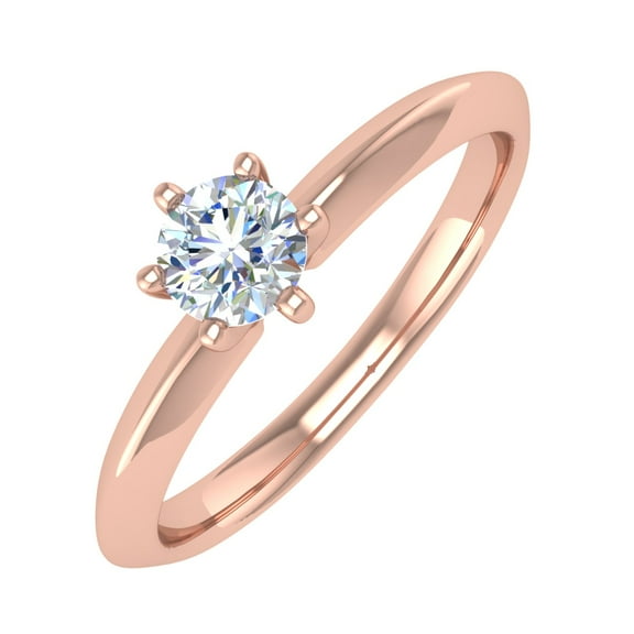 1/2 Carat 6-Prong Set Diamond Solitaire Engagement Ring in 10K Rose Gold (Ring Size 10.5)