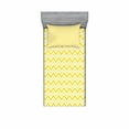 thumbnail image 2 of Ambesonne Abstract Fitted Sheet & Pillow Sham Set, Chevron Zig Zag 90s, Queen, White and Yellow, 2 of 3