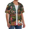 thumbnail image 2 of Sikiie Dog On Floral Couch Men's Cuban Shirt, Hawaiian Shirts, Business Casual Button Down Shirts, Short Sleeve Shirt-X-Large, 2 of 5