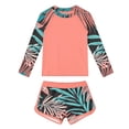 thumbnail image 3 of RXMEKW Swimsuit Set for Girls with Floral Print Two-Piece Beach Swimsuit for Kids Long Sleeve Rash Guard and Swim Shorts for Sun Protection and Swimming, 3 of 5