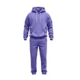 thumbnail image 4 of Jerdar Men Casual Pullover Hooded Sports Solid Long Sleeve Trousers Two-Piece Elastic Waist Patchwork Trousers Tracksuit Soft Sweatshirt Set, 4 of 7