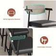 thumbnail image 3 of Juego de 2 Bancos para Barra con Respaldo de Madera - Asiento Tapizado en Cuero Sintético Gris, Estructura de Metal Reforzada y Reposapiés Ergonómico - Altura de Mostrador 66 cm, 3 of 8