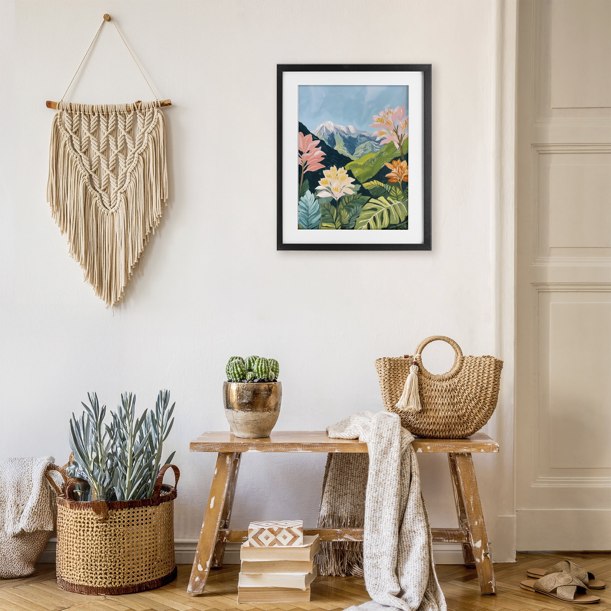 Stupell Industries Tropical Mountain Landscape Black Framed Print Under Glass, design by The Prints Vibe