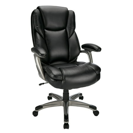 UPC: 0735854734961 | Realspace® Cressfield Bonded Leather High-Back Chair  Black/Silver