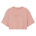 thumbnail image 5 of Yuanlong Womens Tshirts Round Neck Short Sleeve Summer Cropped T Shirts Solid Color Loose Fit Minimalist Sporty Basic Tees, 5 of 5