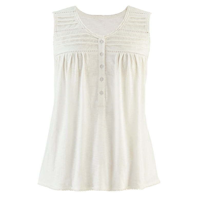 Collections Etc Lace Inset Pintuck Sleeveless Knit Top - Walmart.com