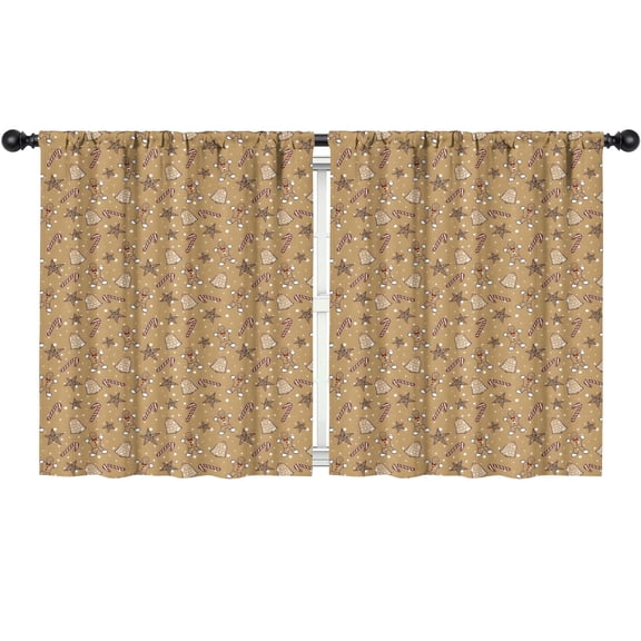 Blackout Kids Curtains,Brown Christmas Pattern Childrens Insulated Curtains Set Of 2,Bedroom Essentials,Toddler Room Decor 52"x63"