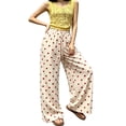 thumbnail image 7 of COMVALUE Palazzo Pants for Women Wide Leg Flowy Pants with Pockets Elastic Mid Waist Summer Beach Vacation Outfits Lightweight (White, L), 7 of 7
