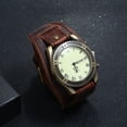 thumbnail image 5 of NovaStitch Men's Vintage Watch Punk Minimalist Leather Strap Watch with Pin Buckle, Fashion Casual Wristwatch for Daily Wear, Black Leather Band Watch for Men - Brown, 5 of 7