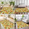 thumbnail image 4 of Area Rugs 3'x5', Green Orange Carpet Runner Indoor Outdoor Rugs Home Decor Aesthetic, Summer Botanical Leaves Watercolor Checkered Non Slip Mats Washable Accent Rug for Living Room Bedroom, 4 of 8