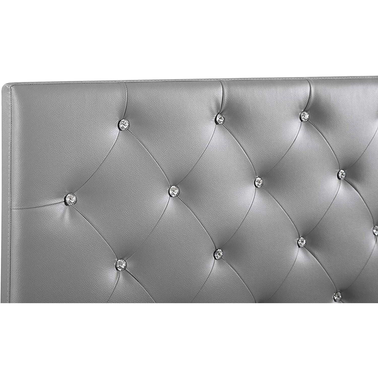 Glory Furniture Super Nova Faux Leather Upholstered Full Headboard in Light Gray