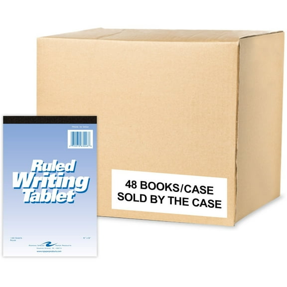 Roaring Spring Wide Ruled Writing Tablet Pad, 1 Case (48 Total), 6" x 9" 100 sheets, White