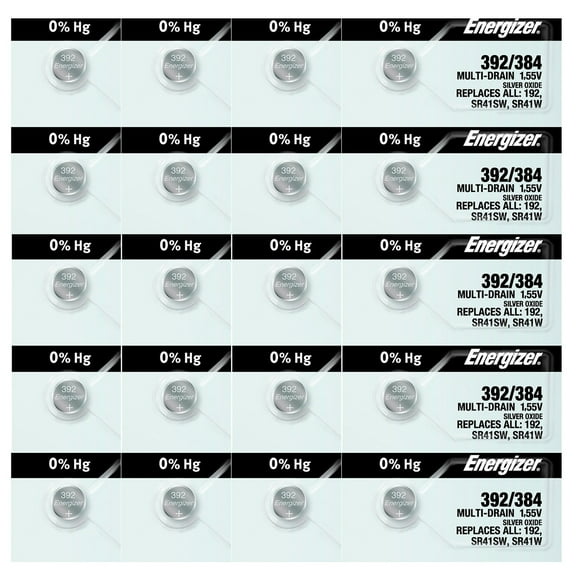 Energizer 392/384 SR41/W/SW Silver Oxide Watch Battery (20 Pack)