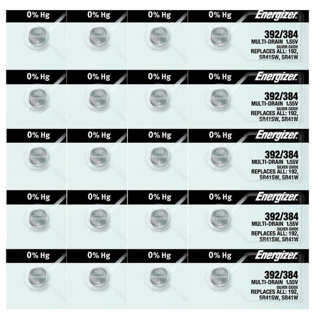 Energizer 392/384 SR41/W/SW Silver Oxide Watch Battery (20 Pack)
