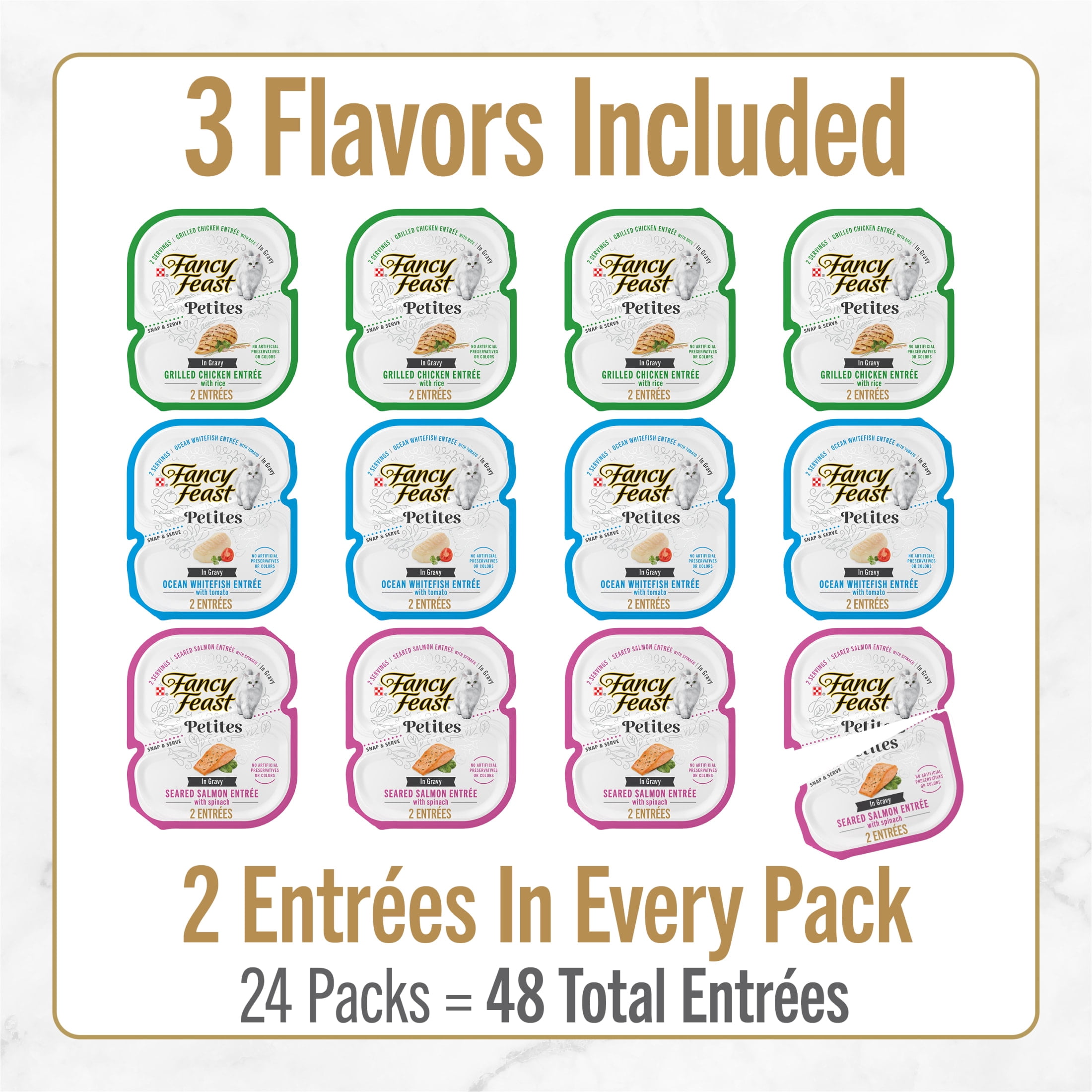 (24 pack) Purina Fancy Feast Petites Gravy Collection Wet Cat Food, Variety Pack, 2.8 oz (24 Pack)