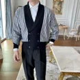 thumbnail image 2 of Cárdigan de punto vintage para hombre, nuevo suéter para hombre, ropa popular coreana para otoño e invierno, abrigos, ofertas de ropa abiertas 2024, 2 of 5