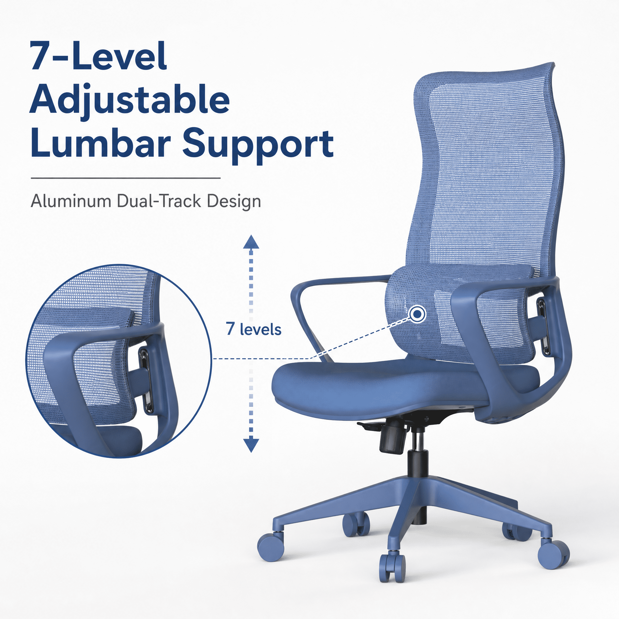Homy Casa Ergonomic Mesh Office Chair with Adjustable Lumbar Support, High Back Swivel Desk Chair