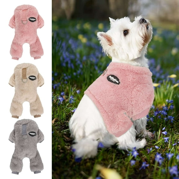 Deago Fleece Dog Pajamas Winter Clothes Warm Pet Puppy Jumpsuit Coat For Small Dogs - S, Pink