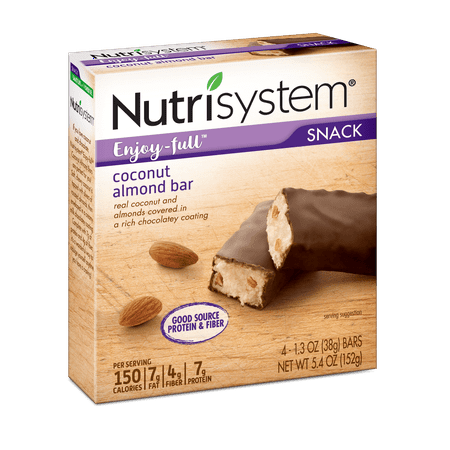 Nutrisystem Enjoy-full Coconut Almond Snack Bars, 1.3 Oz, 24