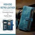 thumbnail image 4 of Wallet Case Compatible with Samsung Galaxy S9 Plus, Multifunctional Magnetic Closure Folio Case, [RFID Blocking] Durable PU Leather Flip Lanyard Strap Wristlet Zipper Card Holder Phone Case, Blue, 4 of 10