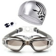thumbnail image 1 of Swimming Accessories, HD Waterproof Anti Fog Swimming Goggles Swim Cap Set - UV Protection Anti Shatter Lenses silver, 1 of 8