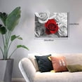 thumbnail image 2 of Vintage Rose Painting Canvas Wall Art, Retro Black And White Red Rose Flower Ink Painting Picture Print, Modern Rose Wall Decor Floral Artwork Poster Framed For Living Room,Bedroom Bathroom 12"X16", 2 of 4