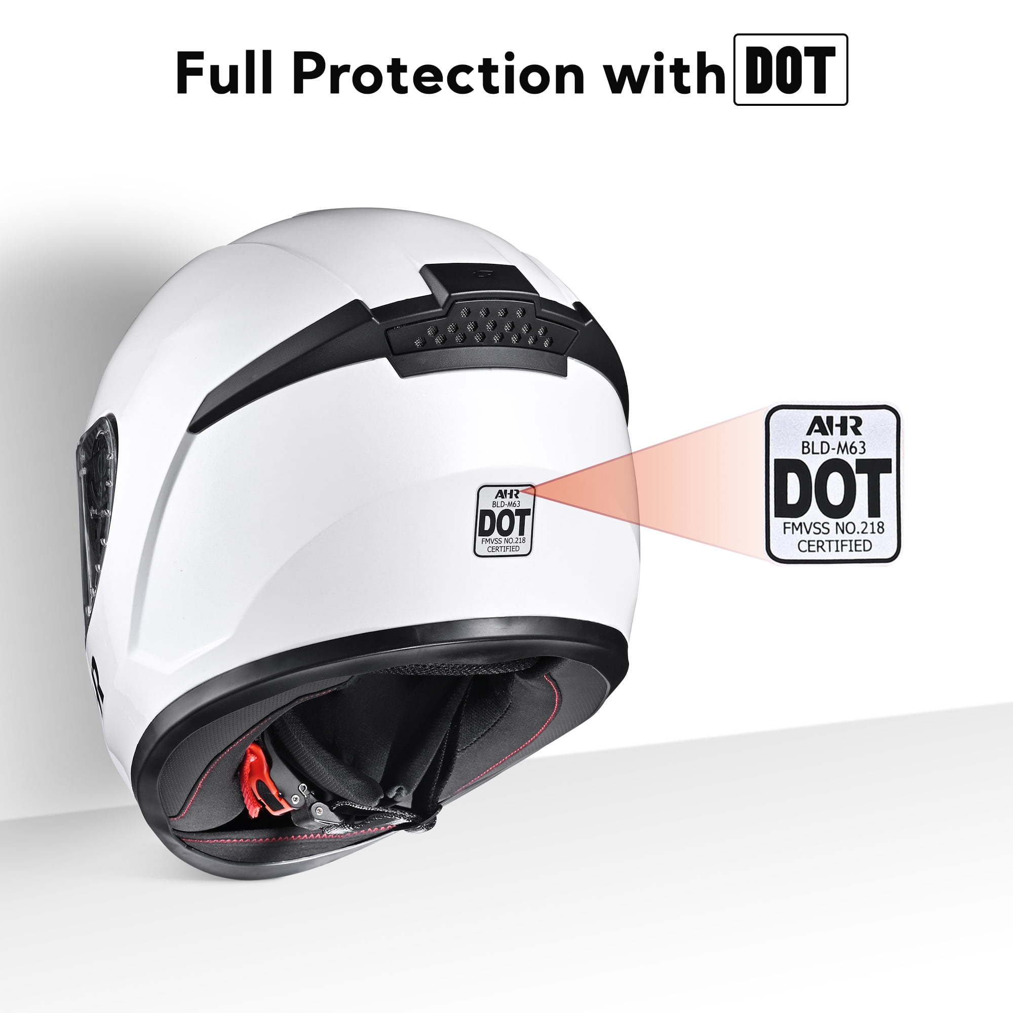 AHR RUN-F3 Full Face Motorcycle Helmet Adult DOT Lightweight Street Bike Touring Racing XL
