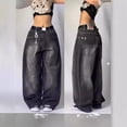 thumbnail image 2 of Pantalones vaqueros holgados Retro estilo Hip Hop americano para mujer, pantalones de pierna ancha Y2K de cintura alta Harajuku, novedad de 2024, 2 of 5