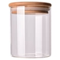 thumbnail image 1 of Tarro de cristal transparente de 175 ml, recipiente hermético para almacenar alimentos como té, café, azúcar y sal (6,5 x 8 cm, con tapa de bambú)., 1 of 8