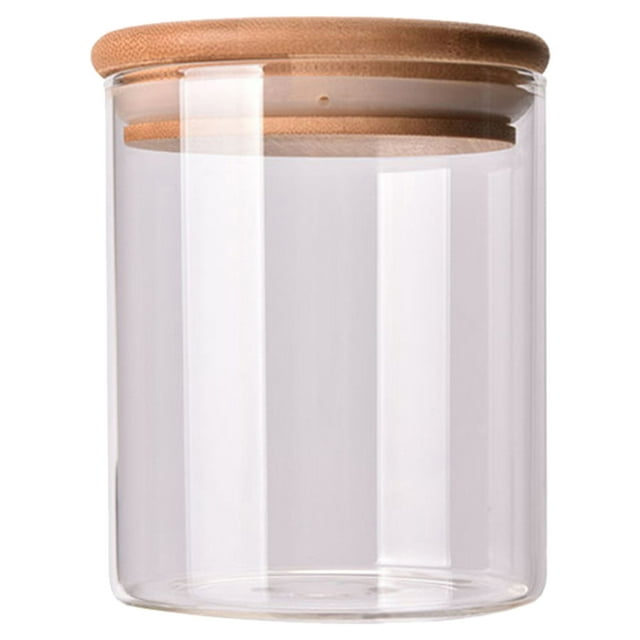 FELTECHELECTR Frasco de vidrio transparente de 175 ml, recipiente hermético para almacenar alimentos, para té, café, azúcar, sal (6,5 x 8 cm, con tapa de bambú)