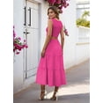 thumbnail image 5 of Women'S Casual Smock Layered Tiered Skirt High Waisted A Line Flowy Long Skirts with Pockets Rose Red S, 5 of 8