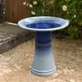 thumbnail image 3 of LuxenHome Blue Waves 18-Inch Tall Ceramic Birdbath, 3 of 7