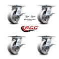 thumbnail image 2 of 5 Inch V Groove Semi Steel Caster Set with Ball Bearing 4 Brake 2 Swivel Lock, 2 of 2