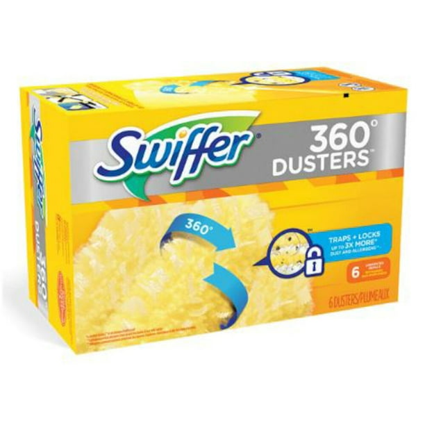 Swiffer 360° Poussiéreuses Recharge, Non Parfumé, Jaune, 6 Poussiéreuses/emballage, 4 Packs/boîte