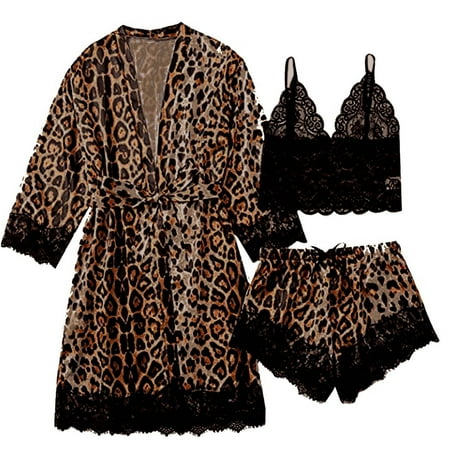 Lindreshi Robes for Women Clearance Plus Size Sexy Lingerie Women Silk Stripe Robe Satin Bathrobe Sleepwear Pajamas