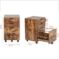 thumbnail image 2 of JJS 3 Drawer Rolling Wood File Cabinet with Lock, Home Office Portable Vertical Mobile Wooden Storage Filing Cabinet for US Letter Size, Rustic Brown, 2 of 5