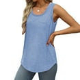 thumbnail image 4 of Fanxing Comfy Tank Tops for Women Summer Loose Fit Sleeveless T Shirts Solid Color Pocket Camisoles Light Blue,L, 4 of 8