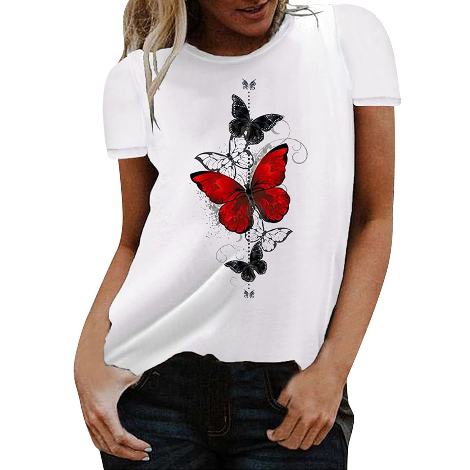 Workout T Shirts for Women Summer Women Oversized Tops Casual Short Sleeve  Floral Printed T Shirts Loose Fit Crewneck Longline Tee Casual Short Sleeve  Tops Women - Walmart.com