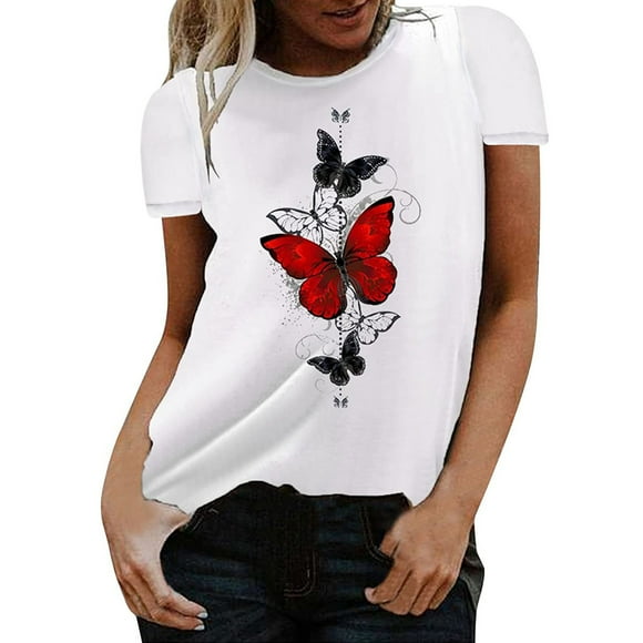 WEAIXIMIUNG T Shirts for Women Pack Loose Fit Summer Women Oversized Tops Casual Short Sleeve Floral Printed T Shirts Loose Fit Crewneck Longline Tee