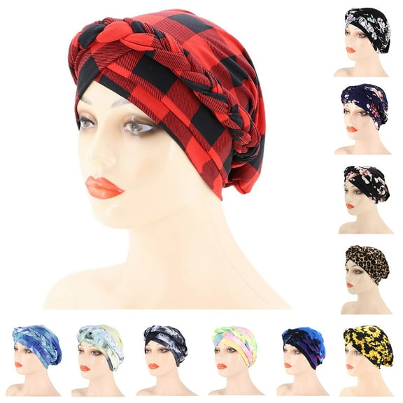 Bohemian Style Pre-Tied Turban Headwrap Braided Design Head Cover Accessory