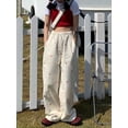 thumbnail image 3 of HOUZHOU-Pantalones deportivos de pierna ancha para mujer, pantalón de chándal Harajuku con estampado de amor, color Beige, estilo coreano, 3 of 4