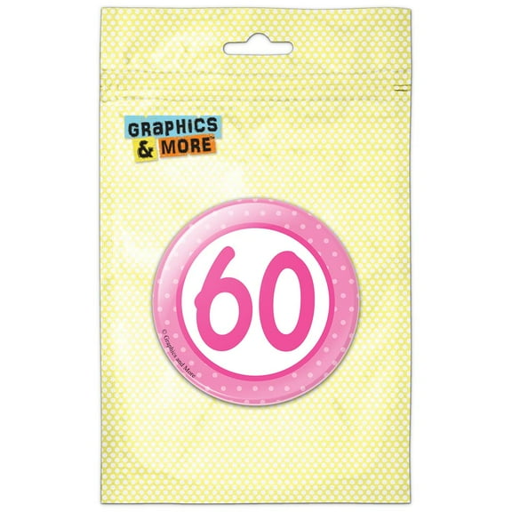 Birthday Pink Dots 60 Refrigerator Button Magnet