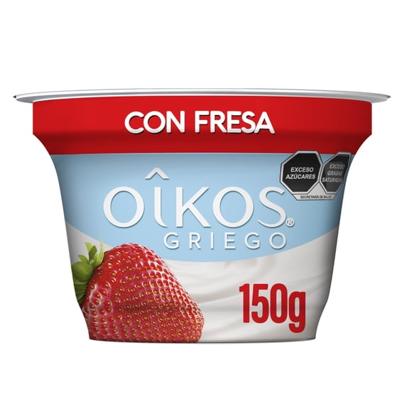 Yoghurt griego Oikos con fresa en el fondo 150 g