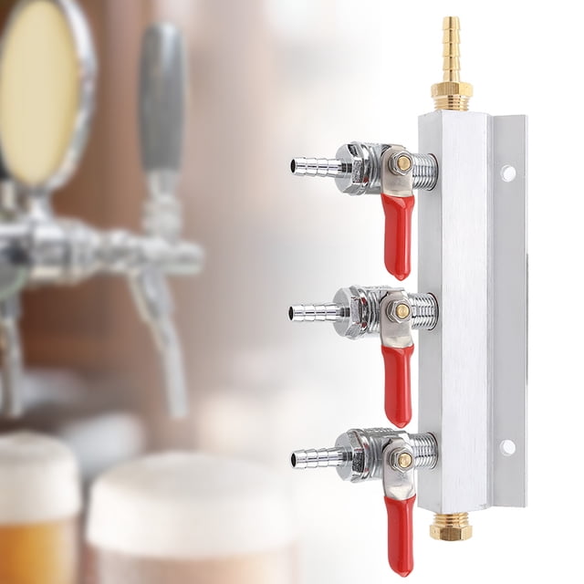 3 Way CO2 Gas Distribution Manifold Beer Dispensing Barrel Dispenser Prevents Gas Reflow No Leakage Easy Installation on or Keg Suitable for Multiple Barrels