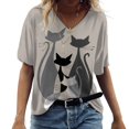 thumbnail image 1 of Camisetas con cuello en V en 3d para mujer, camisetas de manga corta con estampado de gatos bonitos, camisetas informales Kawaii a la moda, ropa divertida para mujer, 1 of 4