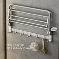 thumbnail image 3 of Towel Rack Wall Mount for Bathroom with Towel Bar and Hooks 23.6 in Foldable Towel Shelf Lavatory Towel Organizer Matte Silver, 3 of 6